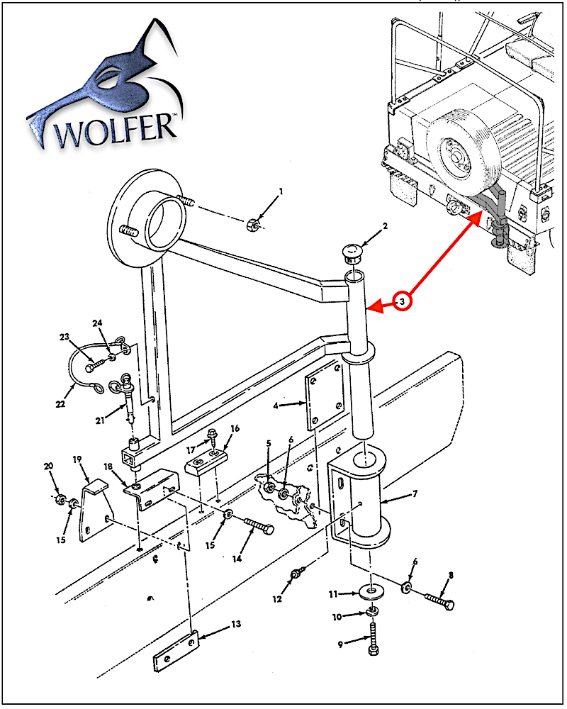 Spare Tire Carrier Frame Asm. - ECV Mil. Hummer -  6012108 2590-01-520-7511
