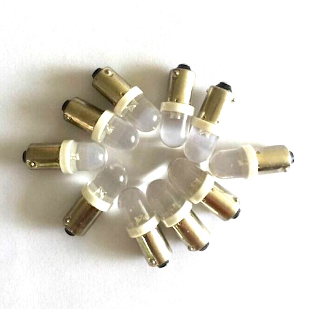 10 each - LED 24V T10 BA9S Bayonet WHITE Instrument Dash Panel Bulb ; HL306W-2