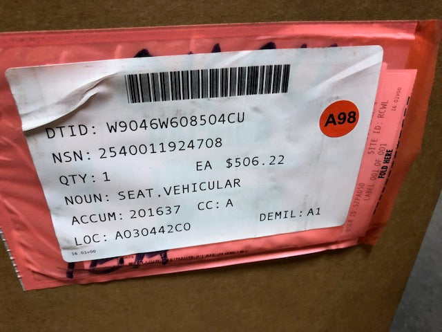 Seat, Vehicular 2540-01-192-4708 , 934257C93KS , 1314320H91 , 1314320H91