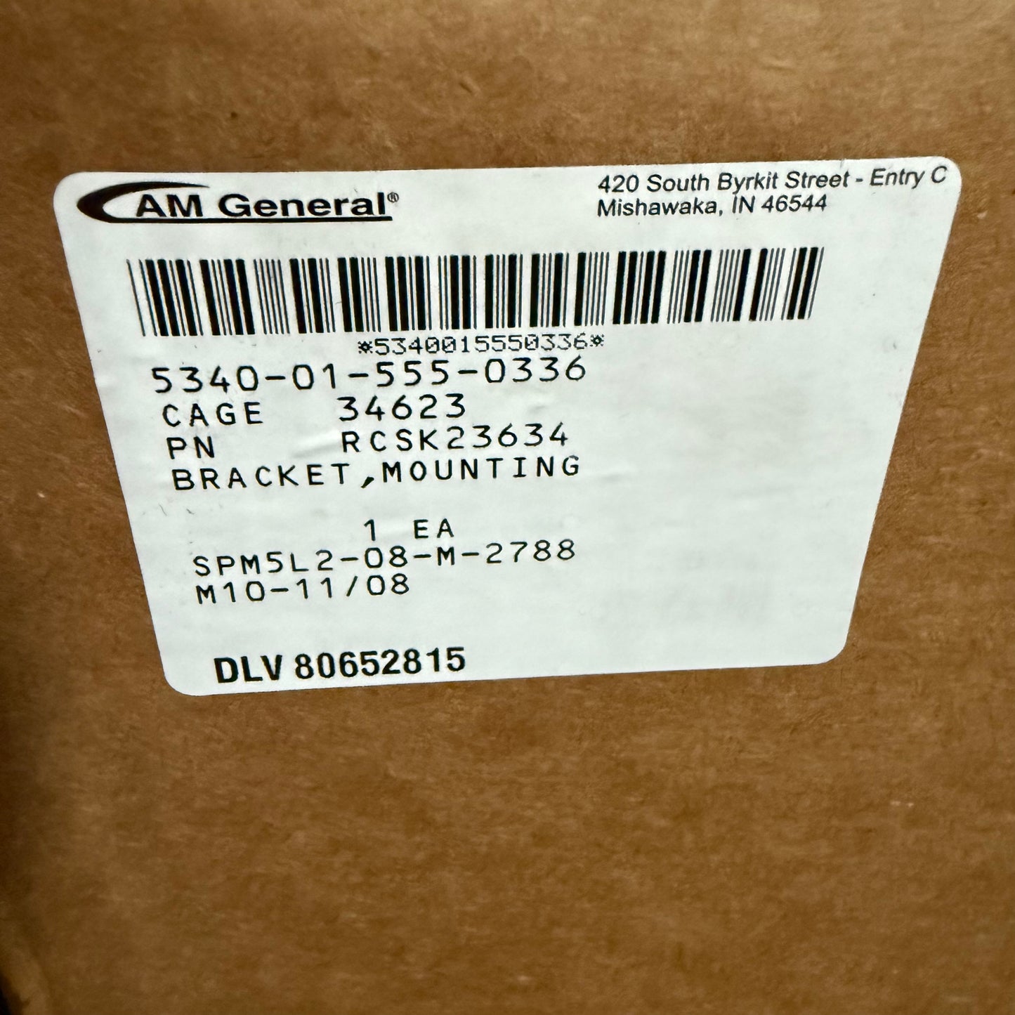 BRACKET, FRONT RH Square, Mil. Hummer A2 ; 5340-01-555-0336 RCSK23634