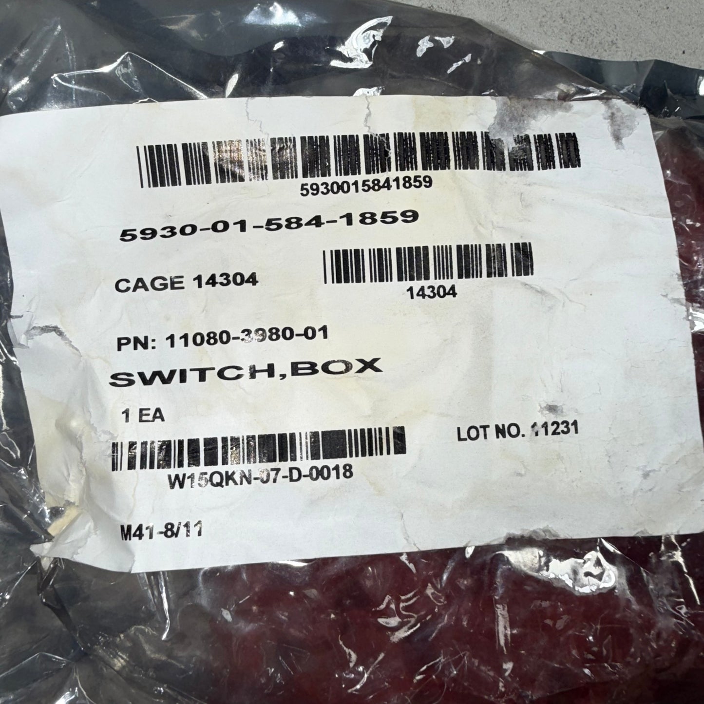 Switch, Box 5930-01-584-1859 11080-3980-01 10427905