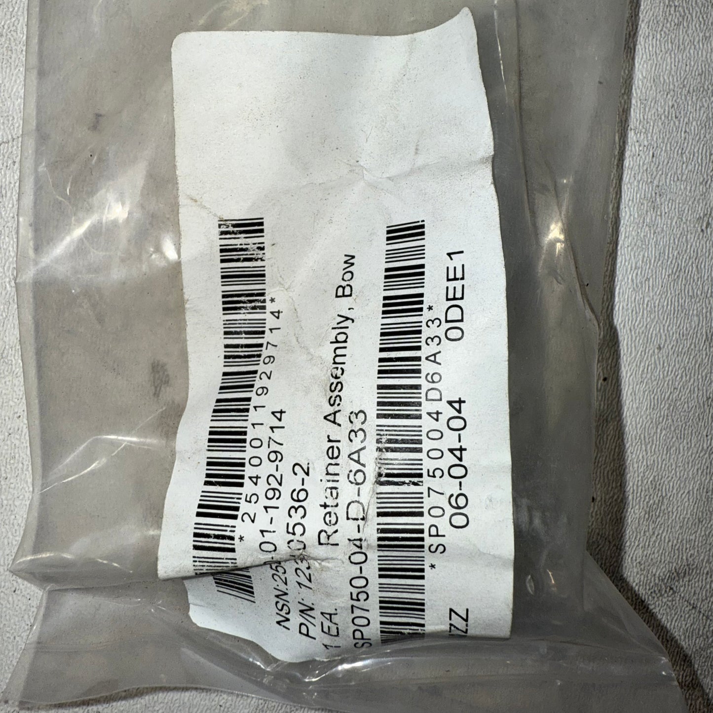 Retainer Assy Bow. 2540-01-192-9714 12340535-2 12340536-2