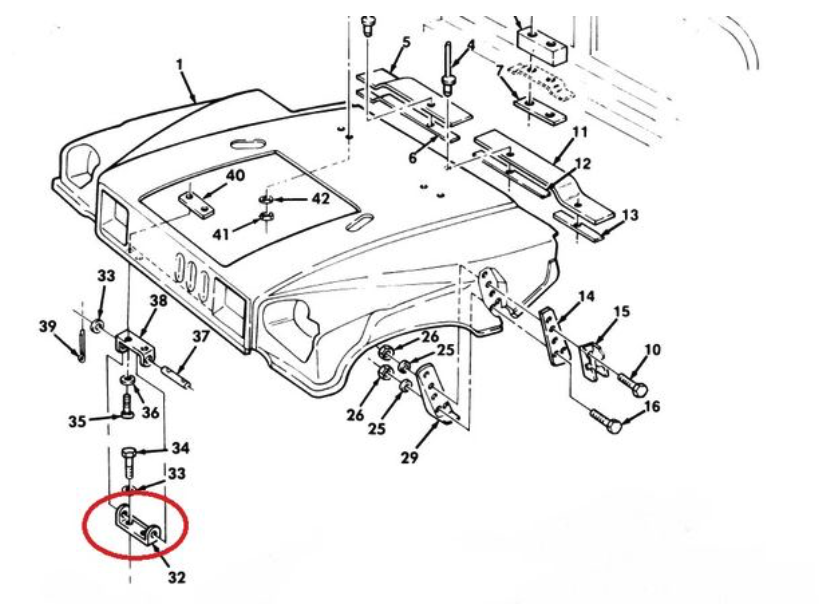 Hood Hinge, Lower Half 5340011861388 5578521 12338900
