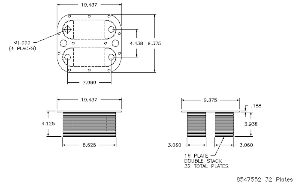Oil Cooler - 32 Plate Double Stack - 8547552 8540460 2520010634812 1DD138 - NEW