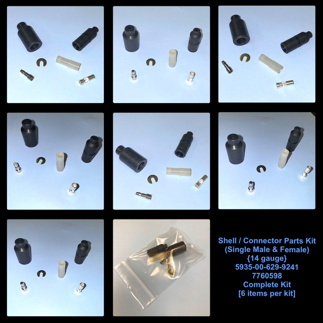 8-Kits - Shell / Connector Kit (Male & Female){14 gauge} Military Vehicles ; 7760598