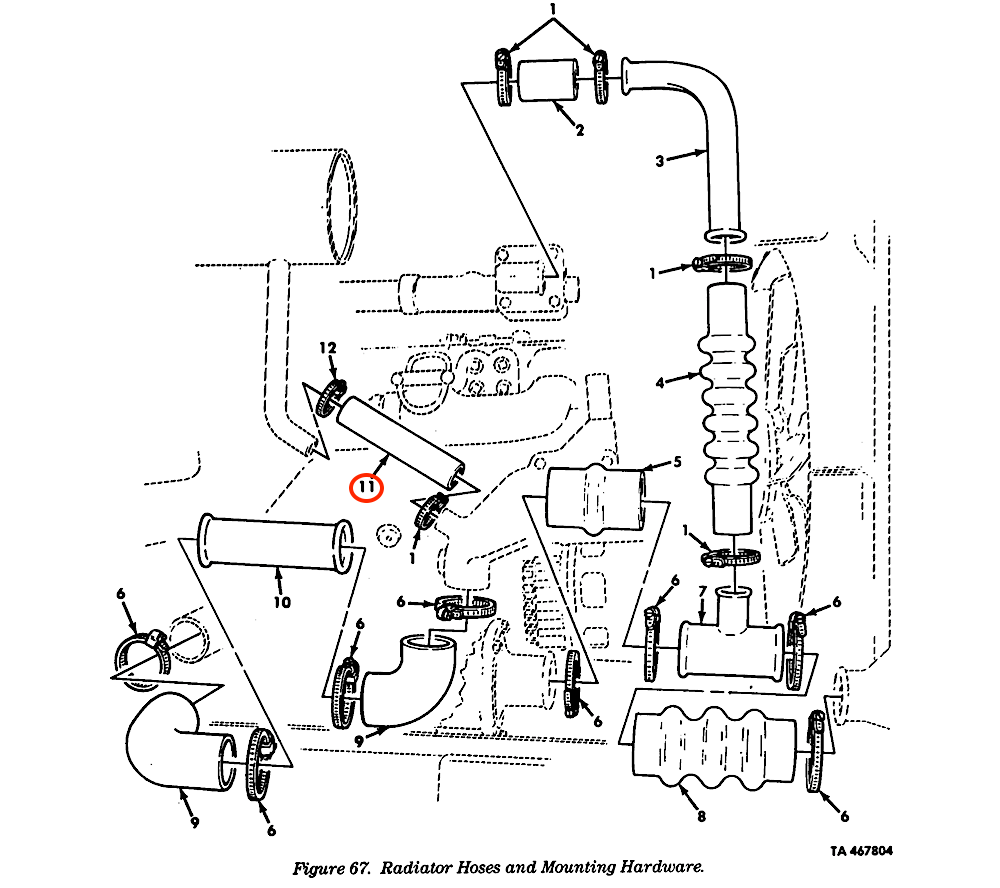 Hose, Lower Coolant to Surge Tank ; M939A1 5TON ; 4720-01-089-1108 12256468