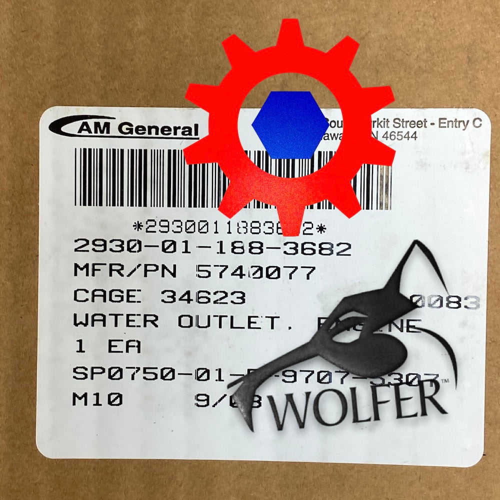 Water Outlet, Crossover, 6.2L; Humvee Hummer ; 2930-01-188-3682 5740077 23500012