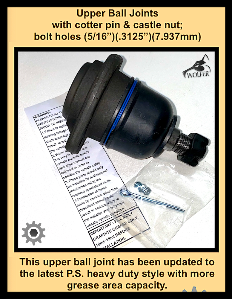 2 each - UPPER BALL JOINT 5/16"holes; M998 early model; 2530011883685 12338325