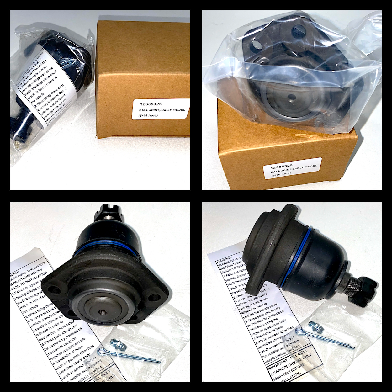 4 each - UPPER BALL JOINT 5/16"holes; M998 early model; 2530011883685 12338325