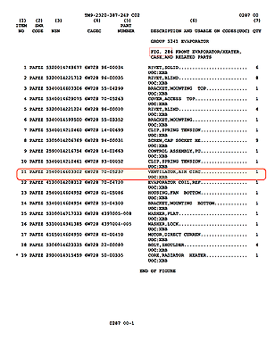 VENTILATOR , FRONT AIR CIRCULATION ; M1114 HUMVEE A2 ; 70-05237 2540-01-460-3302