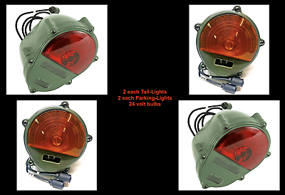2 each Parking-Lights + 2 each Tail-Lights 383-Green Plastic Housings& 24v-bulbs