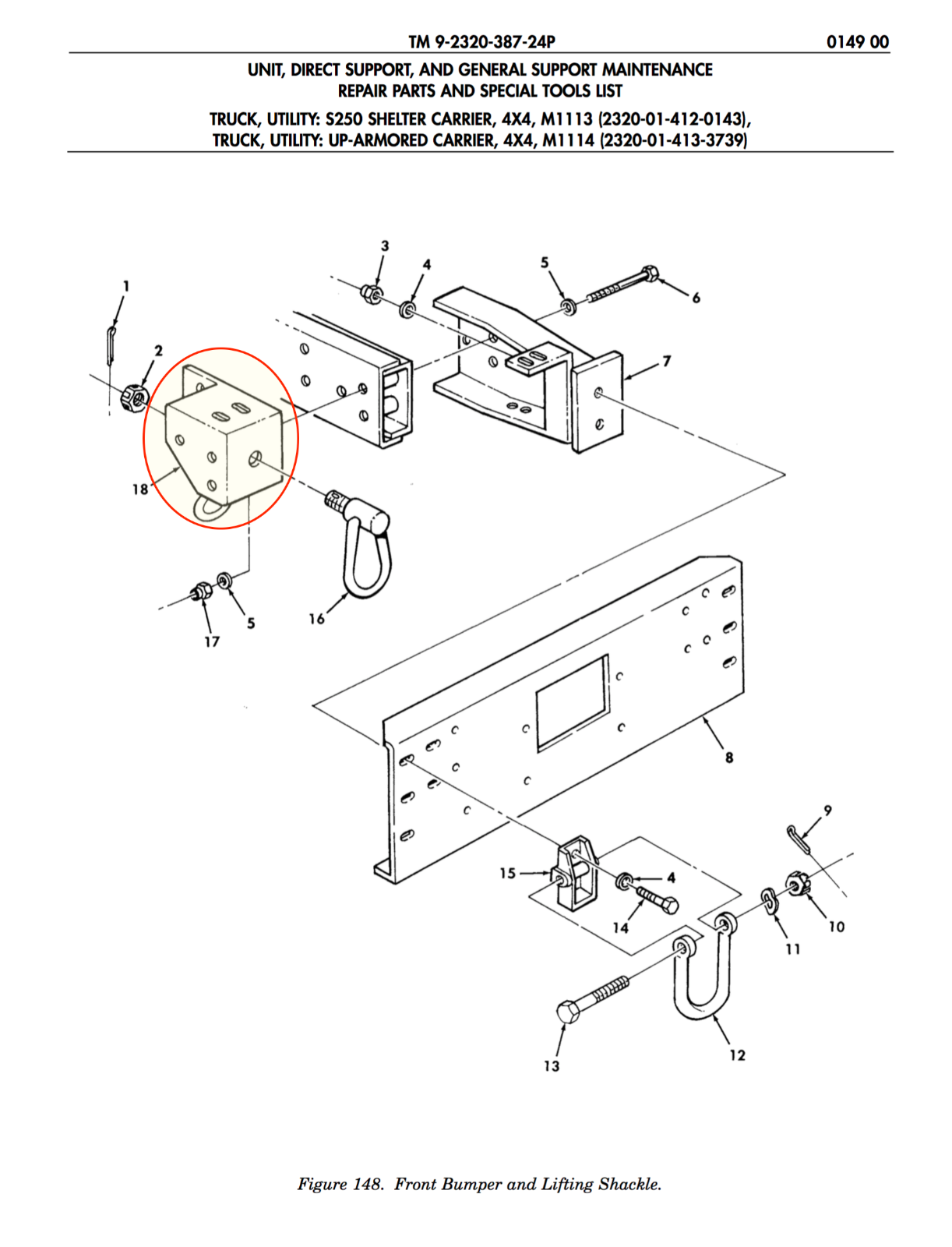 BRACKET , FRONT TIE-DOWN , RH ; Humvee Hummer M1114 ; 2590-01-412-7564 12447092