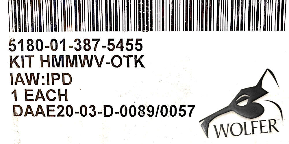 Special Purpose Vehicular Tool Kit ; Hummer ; 5180-01-387-5455 , 57K0267