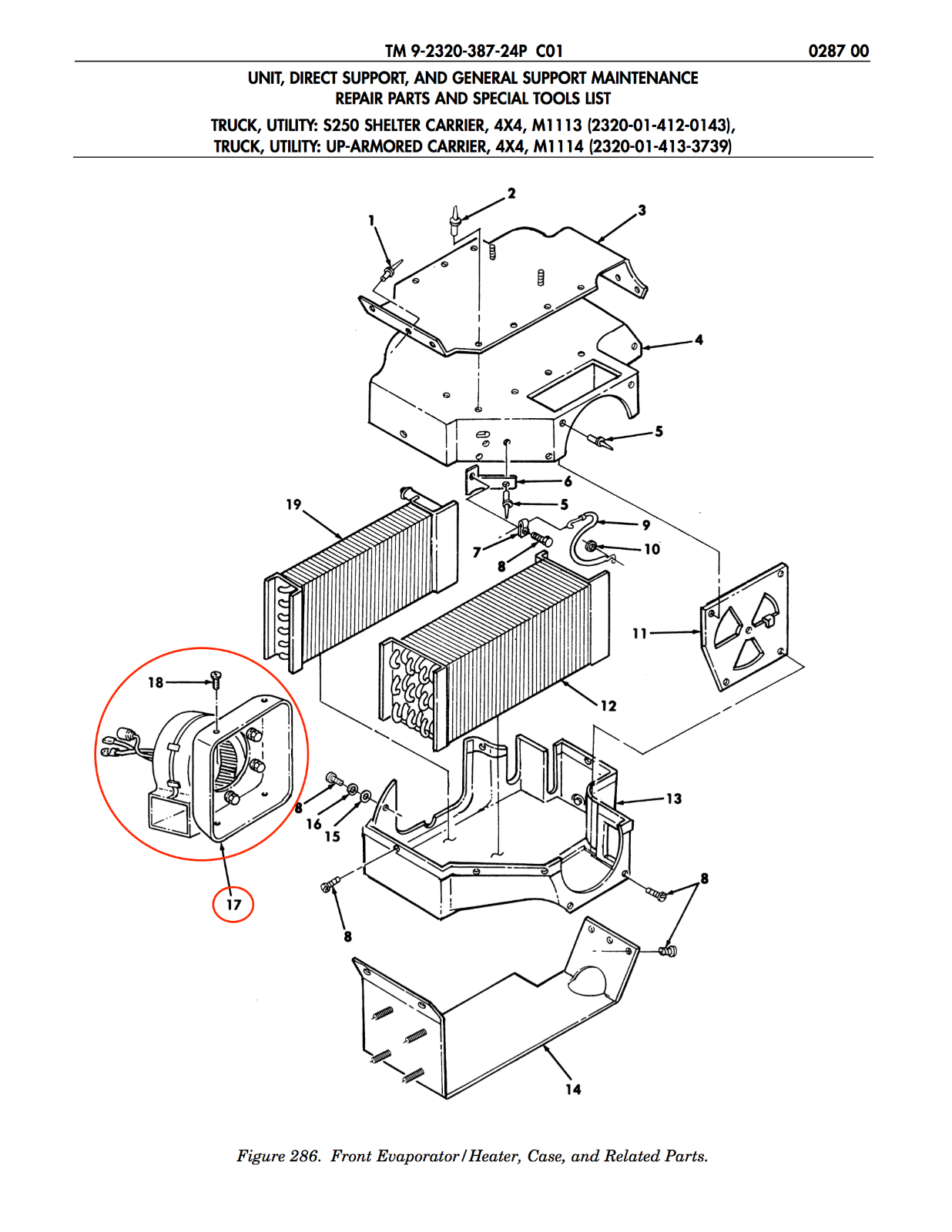 Front Blower Assy. w/ Motor ; Hummer M1114 ; 6105-01-460-4950 40-00410 5715742