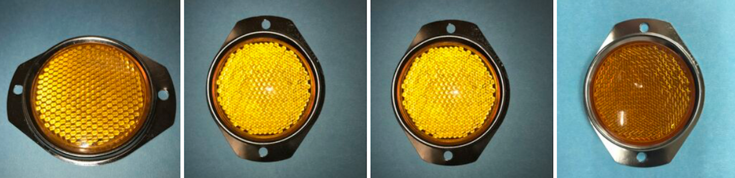 4 each - Reflectors - AMBER ; MIL. HUMMER M998 ; 12342500-2 9905-01-485-2102