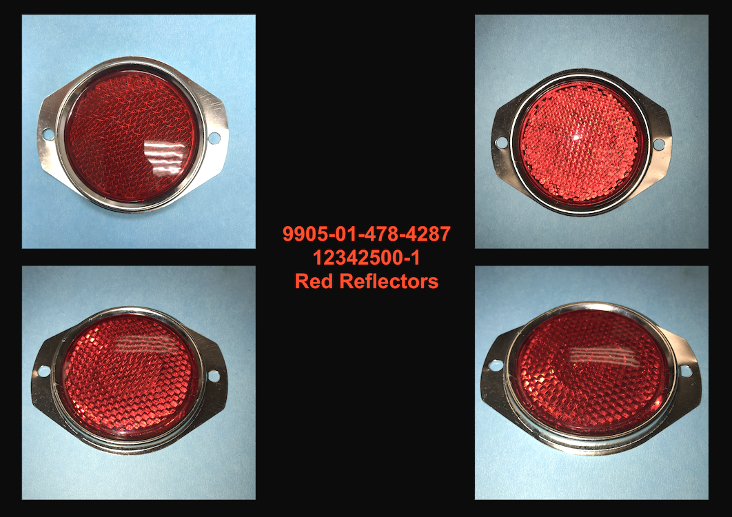 4 each - Reflectors - RED ; MIL. HUMMER M998 ; 12342500-1 9905-01-478-4267