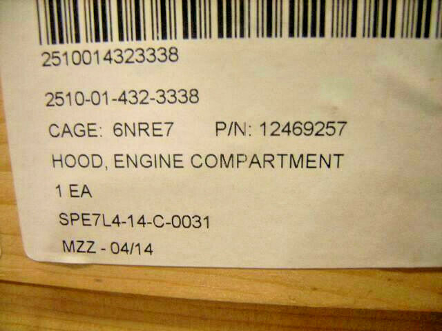 HOOD Late Model ; ECV Mil. Hummer M1165 ; 2510-01-432-3338 12469257 RCSK17180