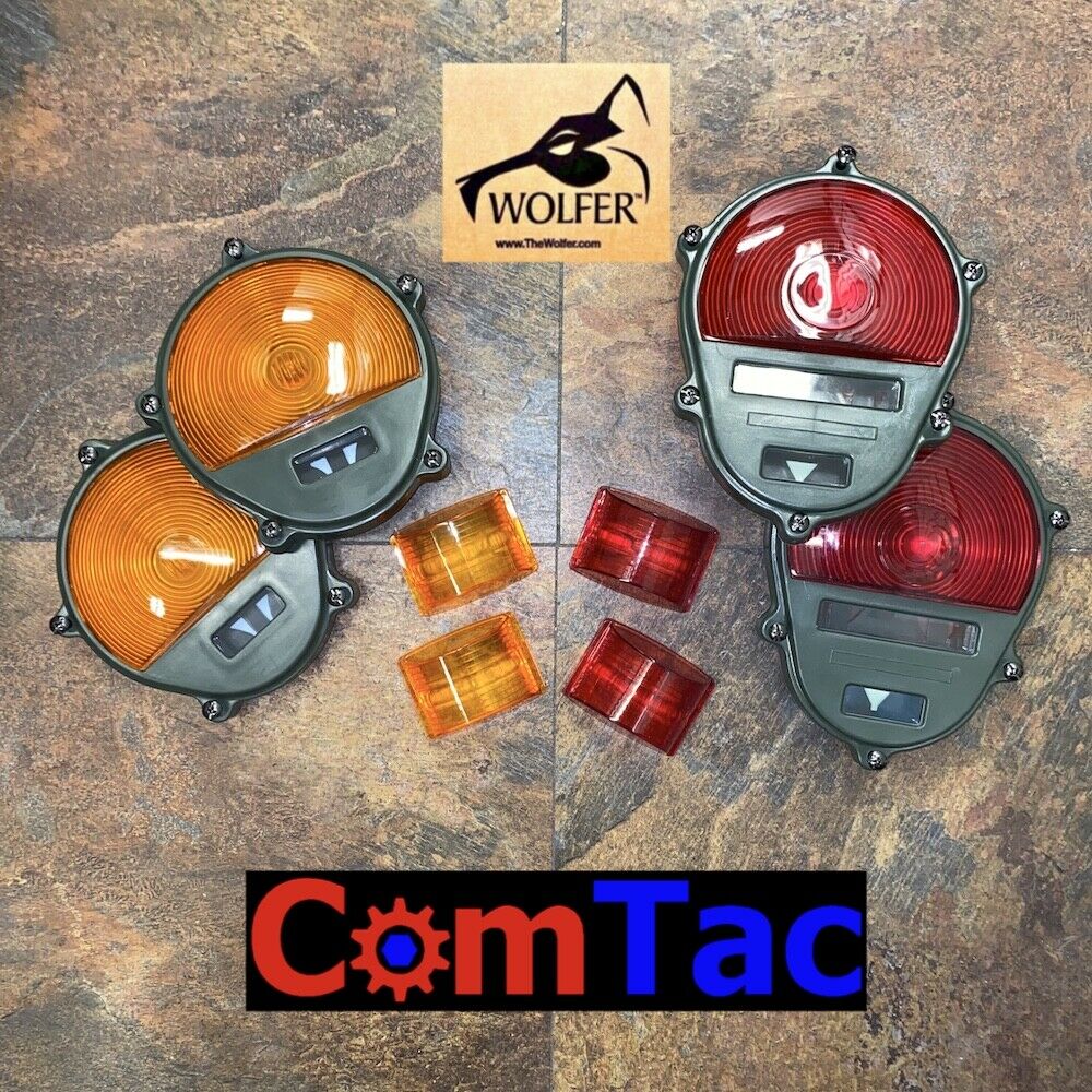 Light Lens Set - 2-Red/2-Amber Marker - Tail - Parking ; Humvee M35 M939 etc.