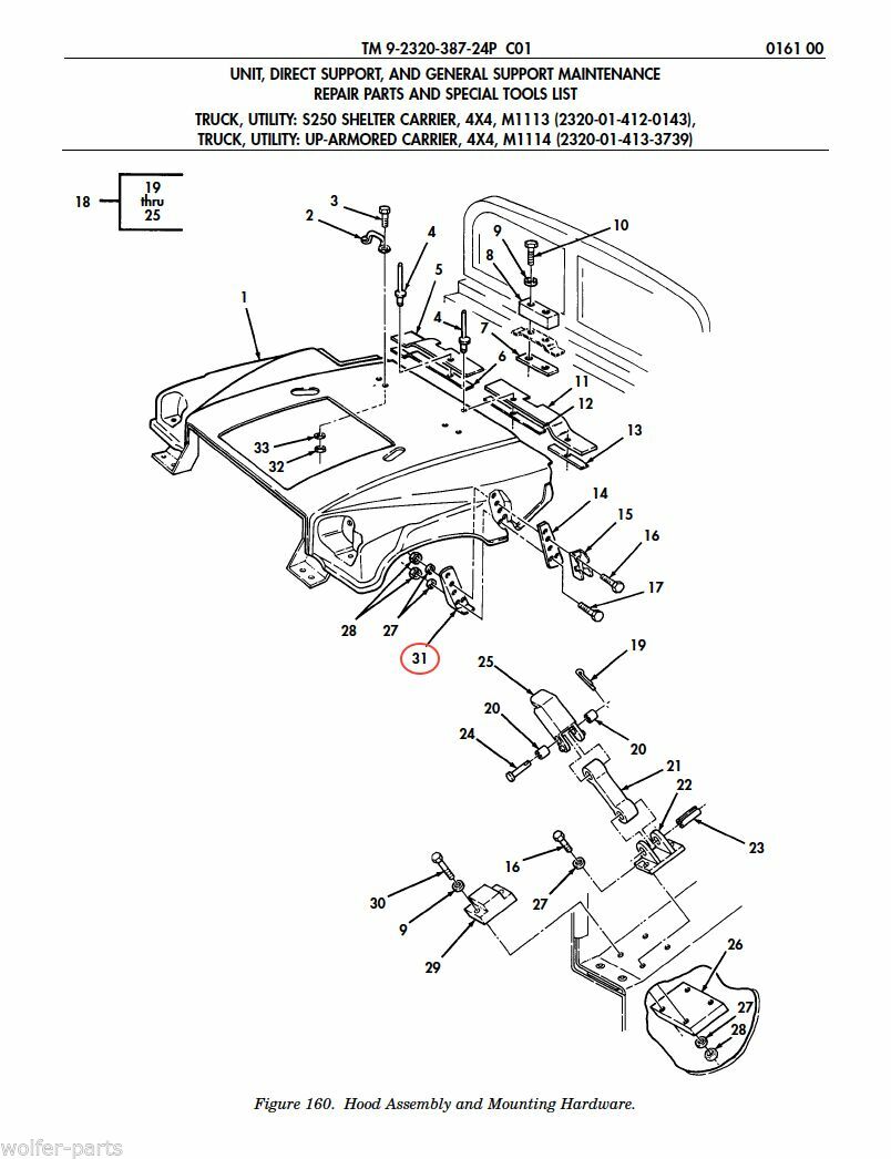 Bracket, Hood Latch ; M998 Hummer Humvee ; 12338905 2510-01-185-6715 5578525-C