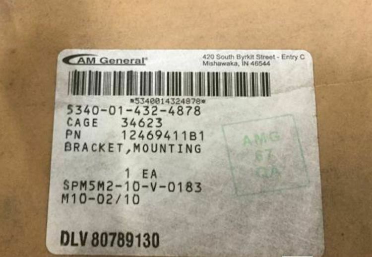BRACKET, FRONT LH AIRLIFT ; ECV Hummer Humvee ; 5340014324878 12469411B1 EX4120