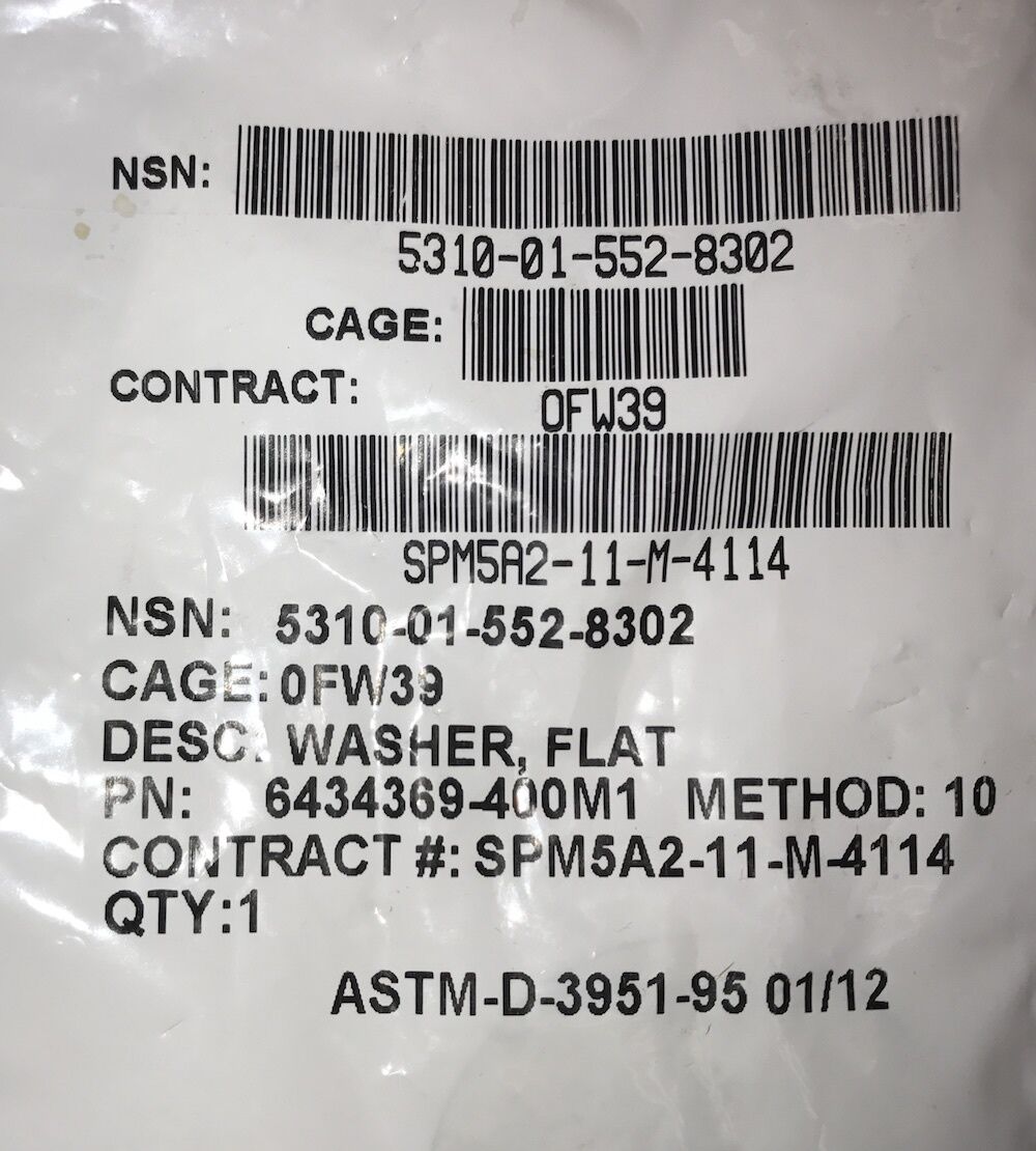 8 each ; Washer , LH & RH Wheel-well ; M1114 ; 5310-01-552-8302 ; 6434369-400M1