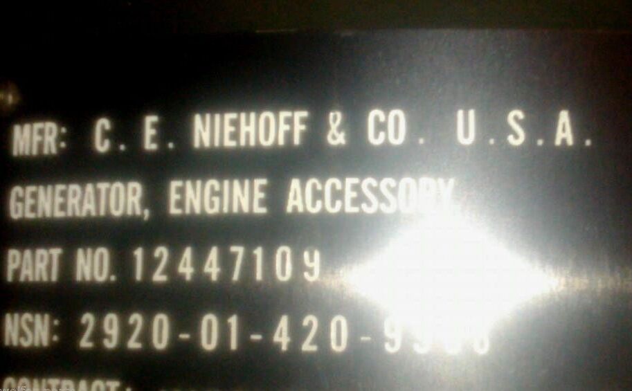 GENERATOR , 200amp Niehoff Dual Voltage; Hummer M1114 ; N1225-1 12447109 5589164