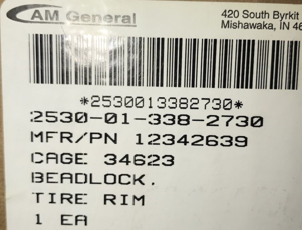 8 each- BEAD-LOCKS , RADIAL TIRE ; Mil. Hummer ; 2530-01-338-2730 12342639