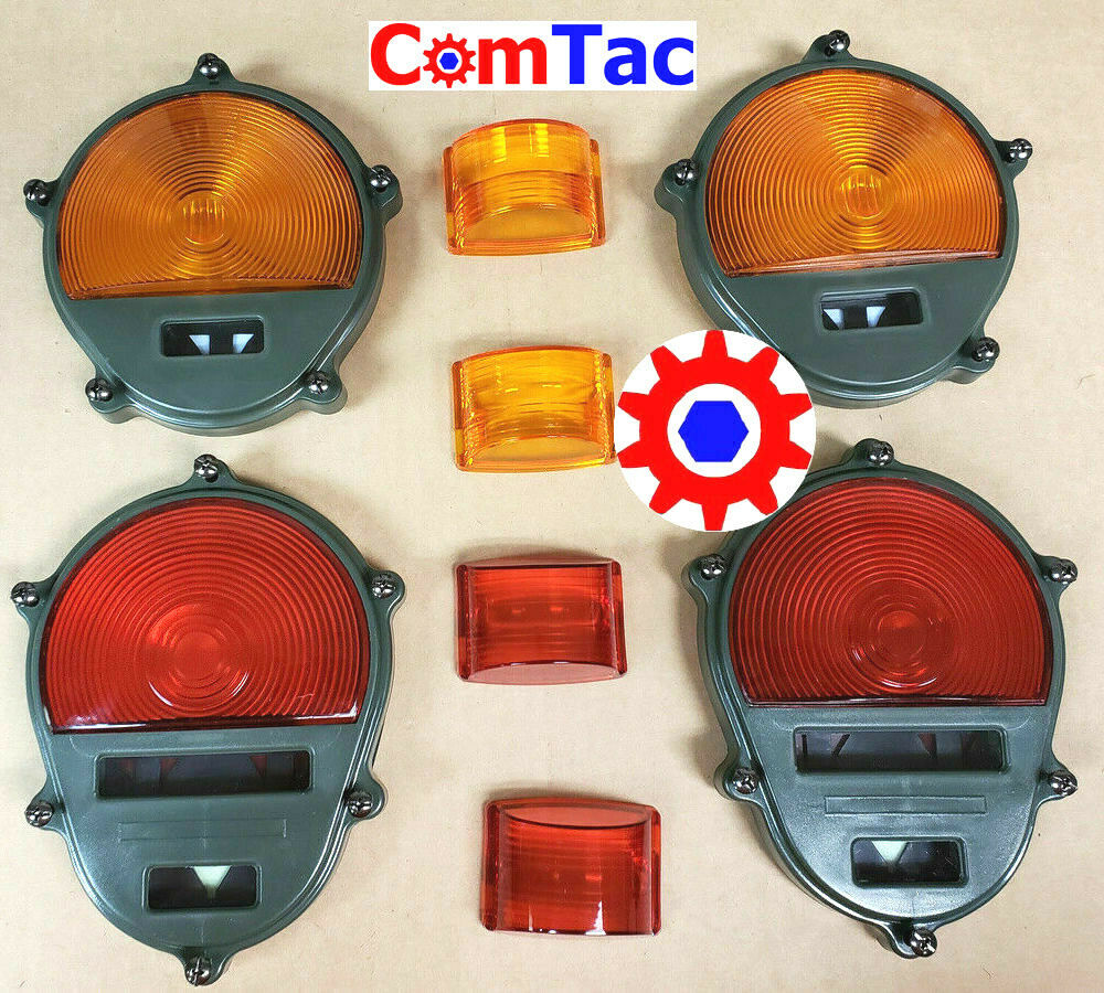 Light Lens Set - 2-Red/2-Amber Marker - Tail - Parking ; Humvee M35 M939 etc.