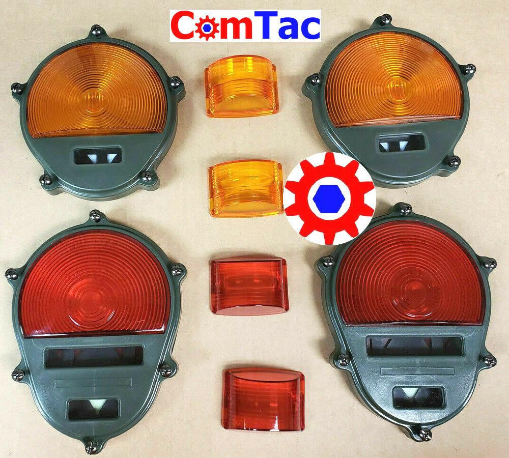 Light Lens Set - 2-Red/2-Amber Marker - Tail - Parking ; Humvee M35 M939 etc.