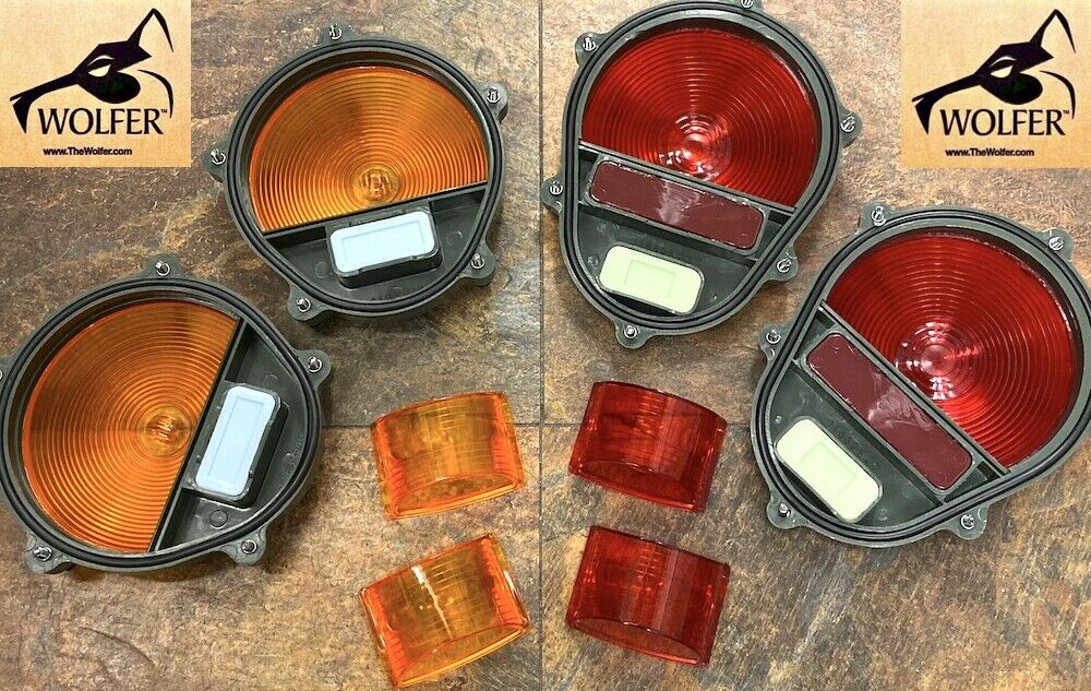 Light Lens Set - 2-Red/2-Amber Marker - Tail - Parking ; Humvee M35 M939 etc.