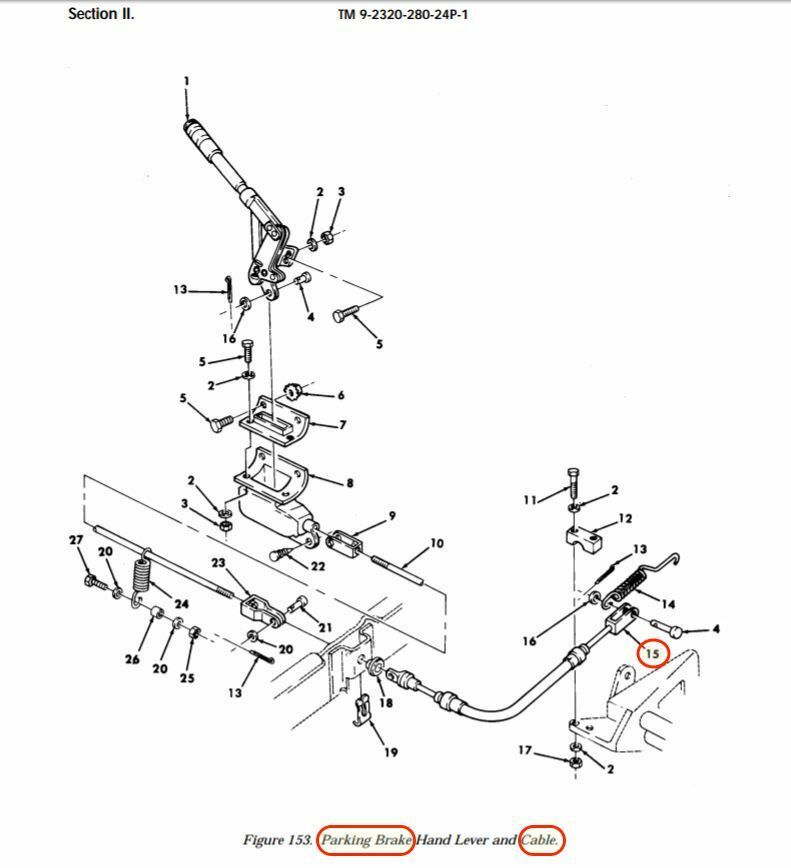 CABLE , PARKING BRAKE, 24" ; M998 HUMMER ; 2590-01-212-4955  12339219  5590536-D