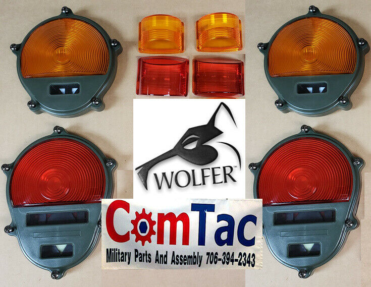 Light Lens Set - 2-Red/2-Amber Marker - Tail - Parking ; Humvee M35 M939 etc.