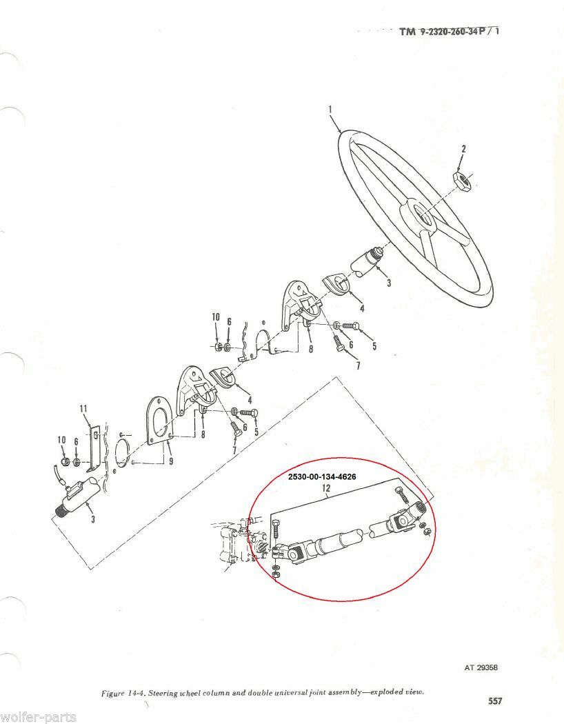 LOWER STEERING COLUMN ; M809 - 5TON ; 11664542 ; 2520-00-134-4626 ; 904860-4855X