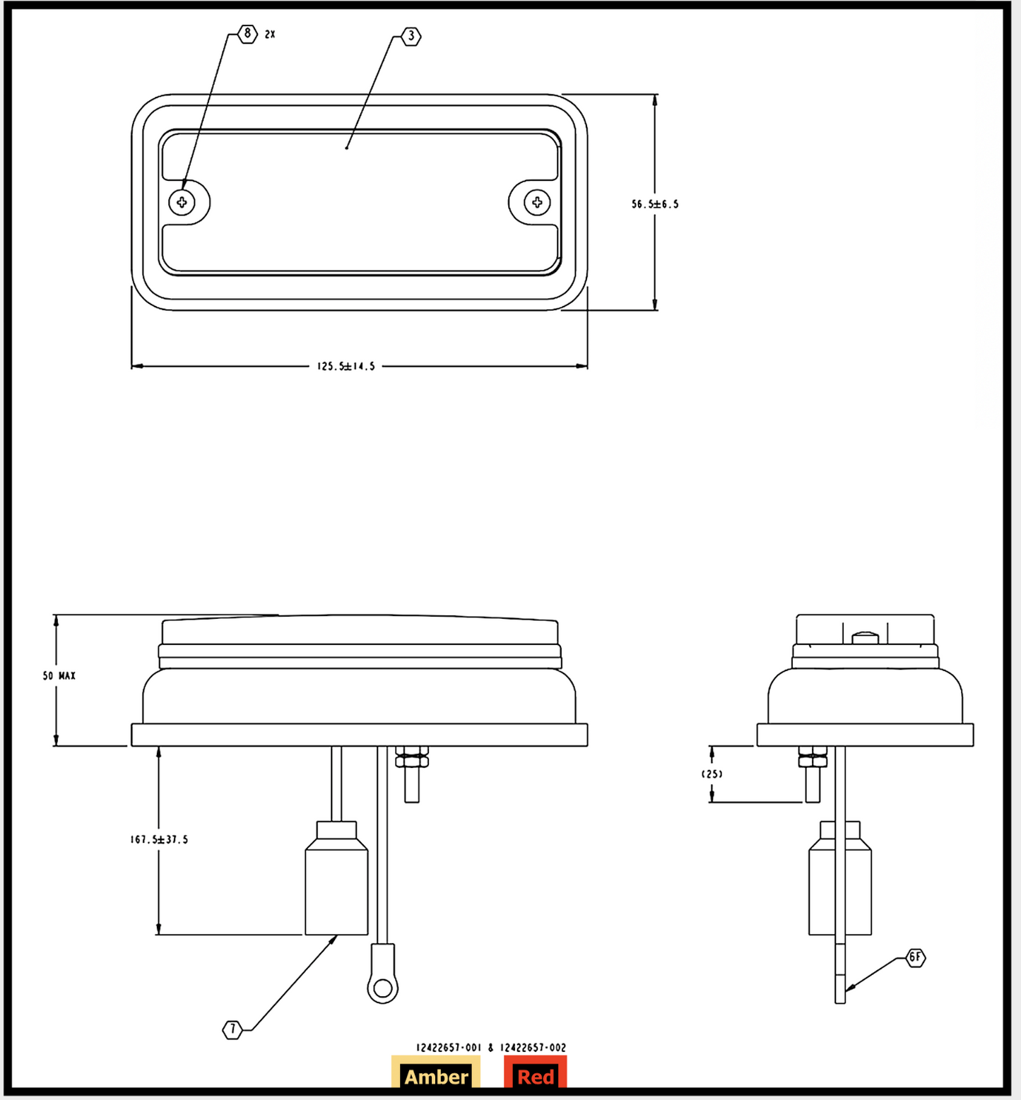 Marker Light, LED, Front Amber ; FMTV Caiman ; 6220-01-494-0572 12422657-001