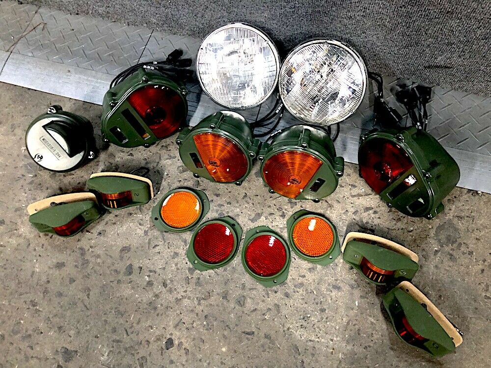 Set of Lights & Reflectors w/ Front Blackout - 24v bulbs - Hummer M35 M939 etc.