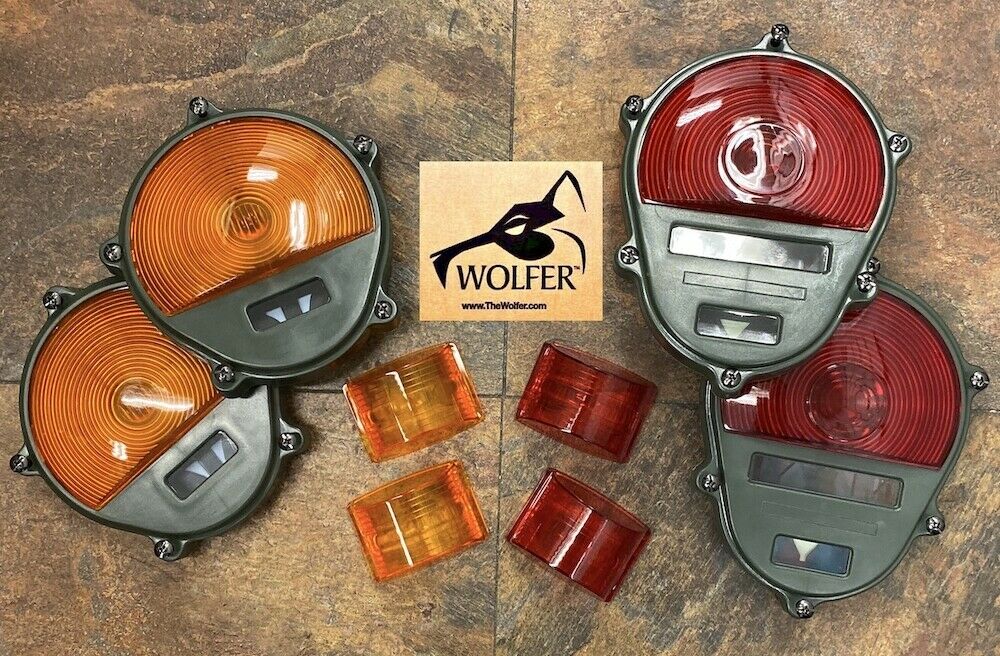 Light Lens Set - 2-Red/2-Amber Marker - Tail - Parking ; Humvee M35 M939 etc.