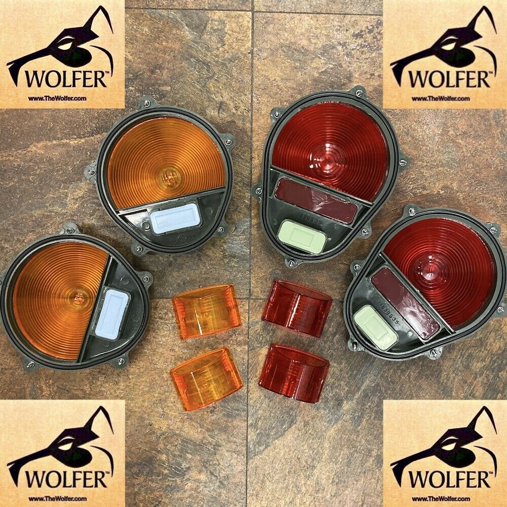 Light Lens Set - 2-Red/2-Amber Marker - Tail - Parking ; Humvee M35 M939 etc.