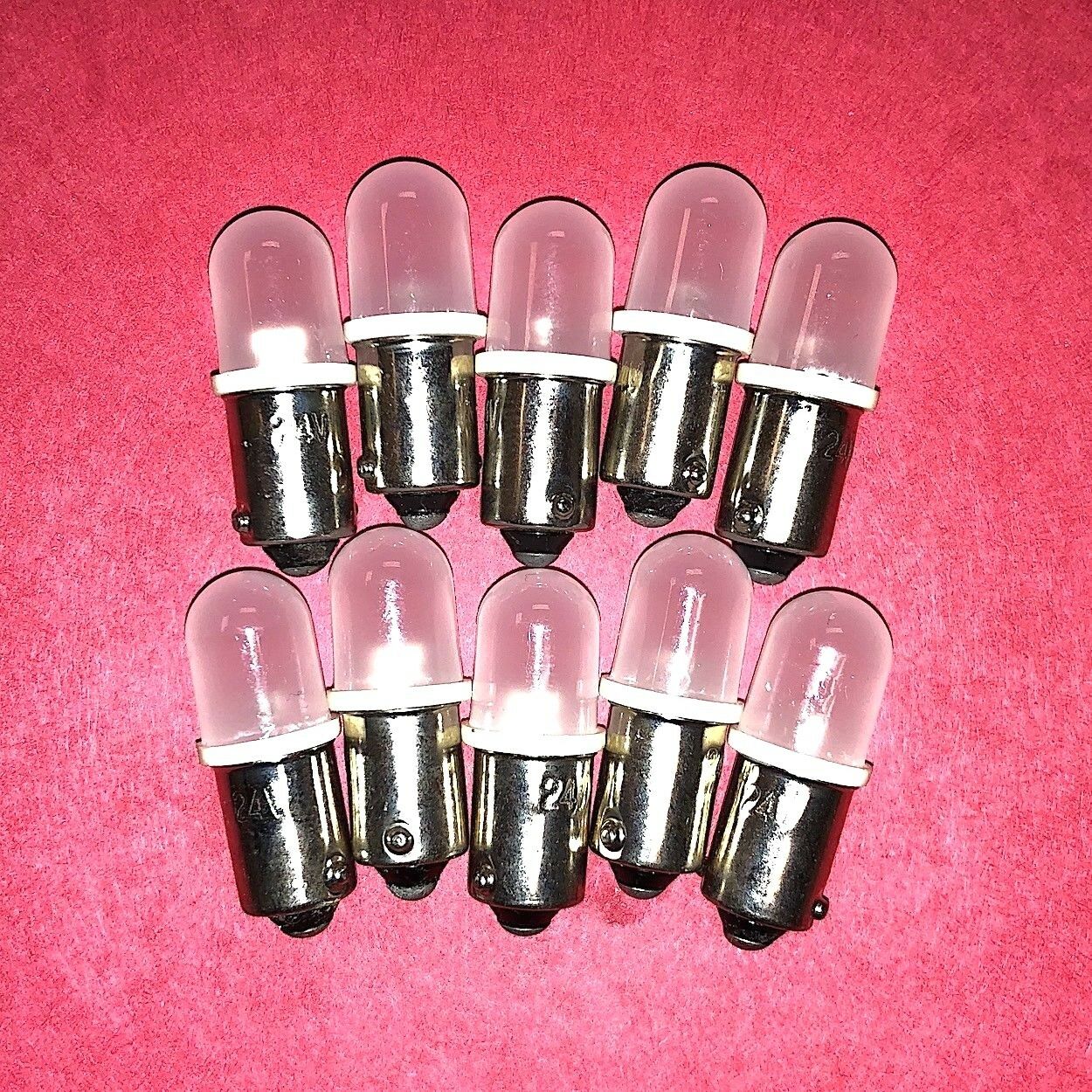 10 each - LED 24V T10 BA9S Bayonet WHITE Instrument Dash Panel Bulb ; HL306W-2