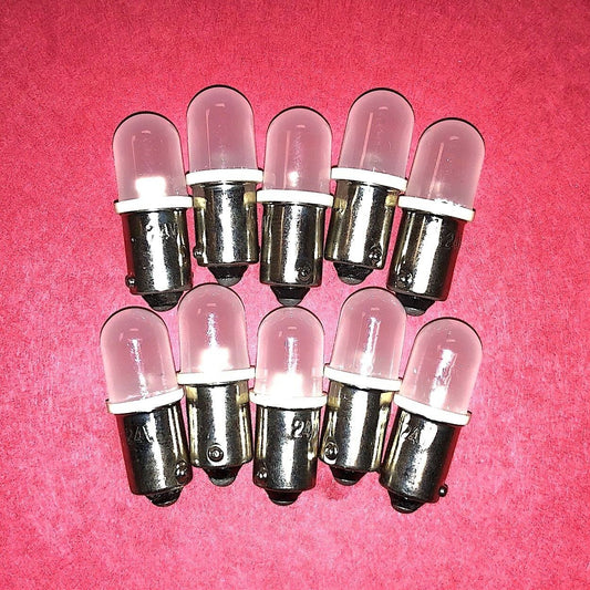 10 each - LED 24V T10 BA9S Bayonet WHITE Instrument Dash Panel Bulb ; HL306W-2
