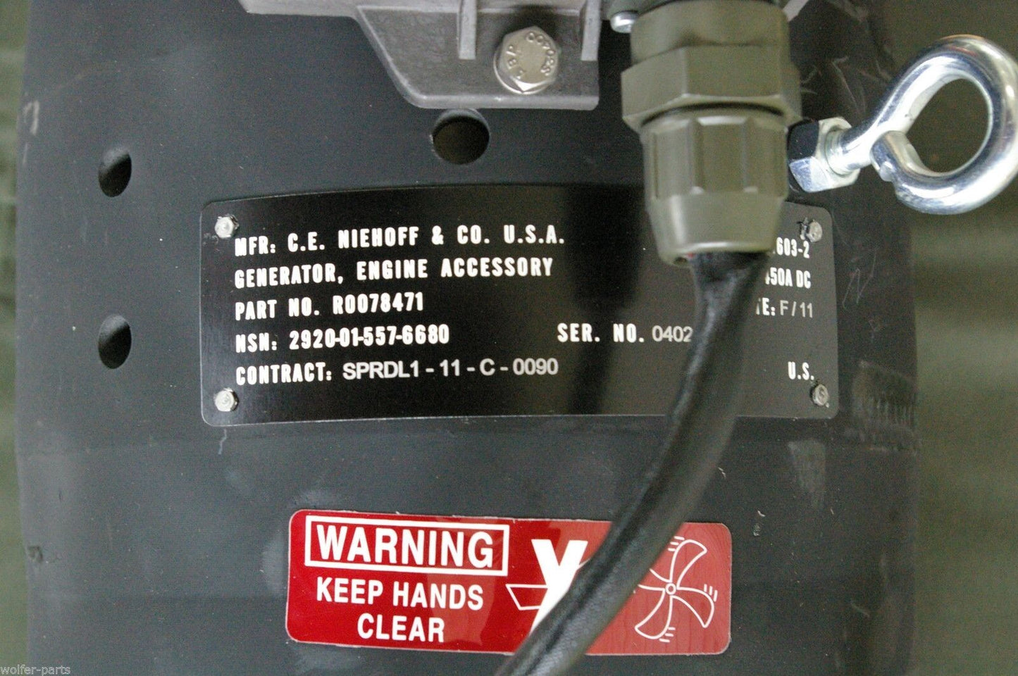 C.E. Niehoff N1603-2 ; 28V 450amp Industrial / Military Generator with Regulator