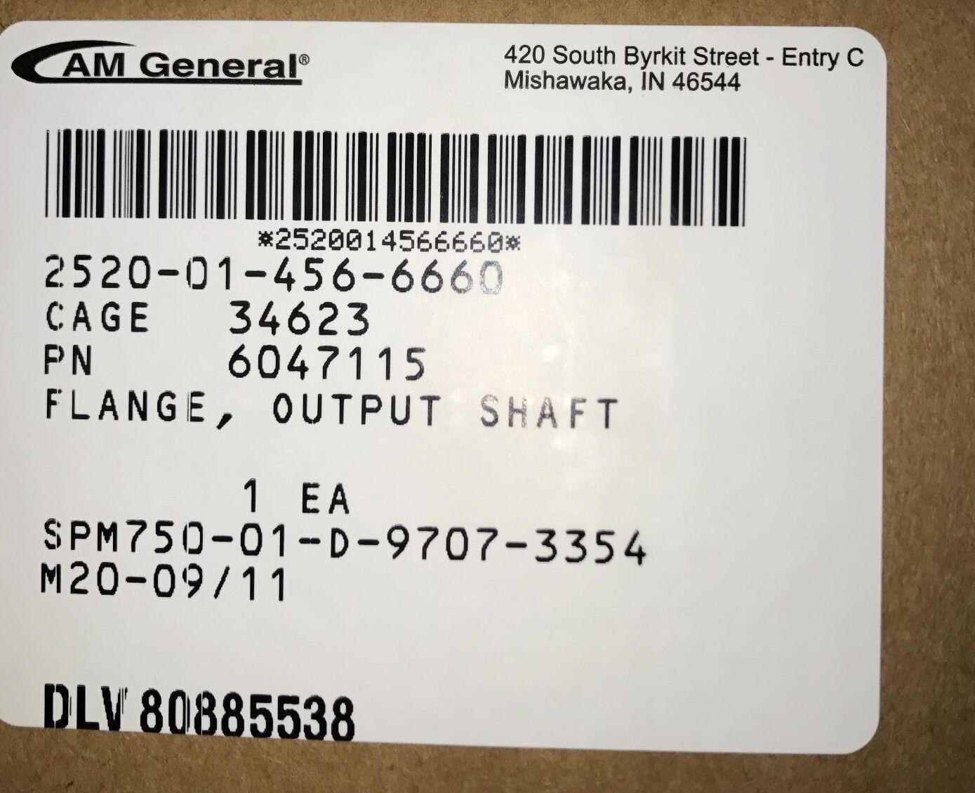 Flange, Output w/small hole brake rotor; M1114 ; 2520-01-456-6660 6047115 EX4856