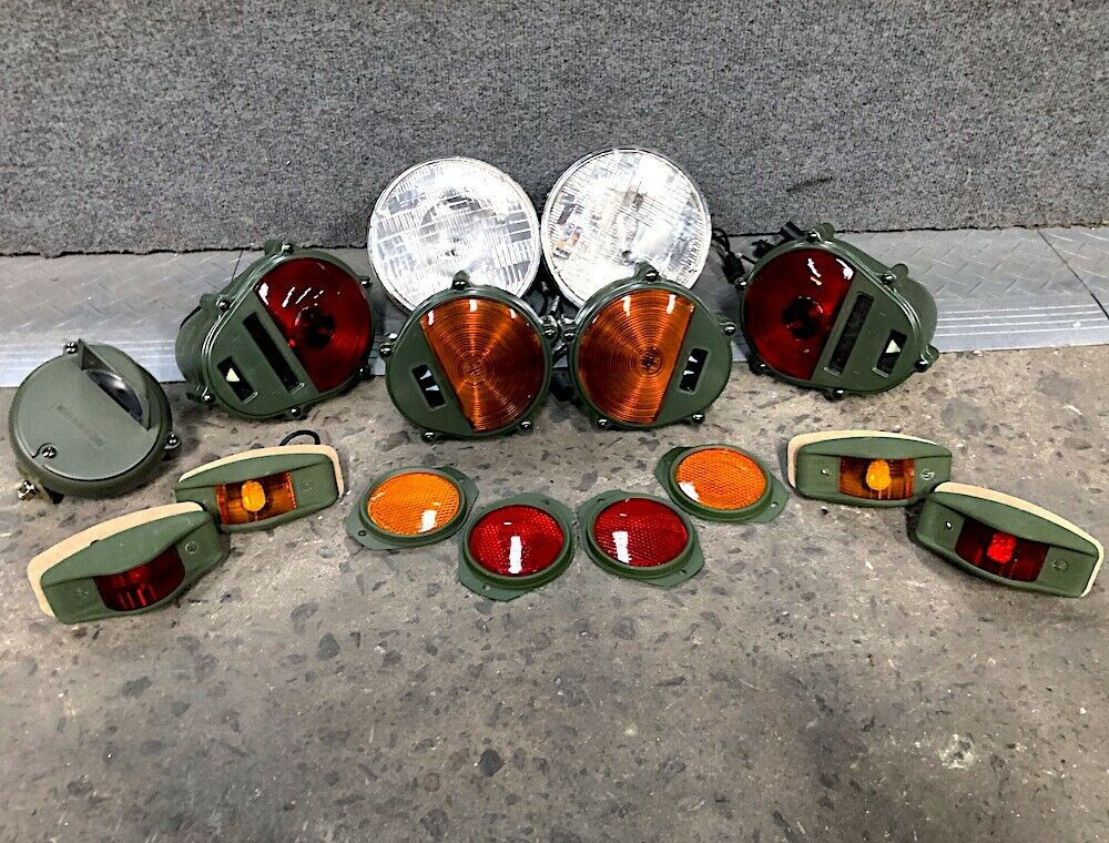 Set of Lights & Reflectors w/ Front Blackout - 24v bulbs - Hummer M35 M939 etc.