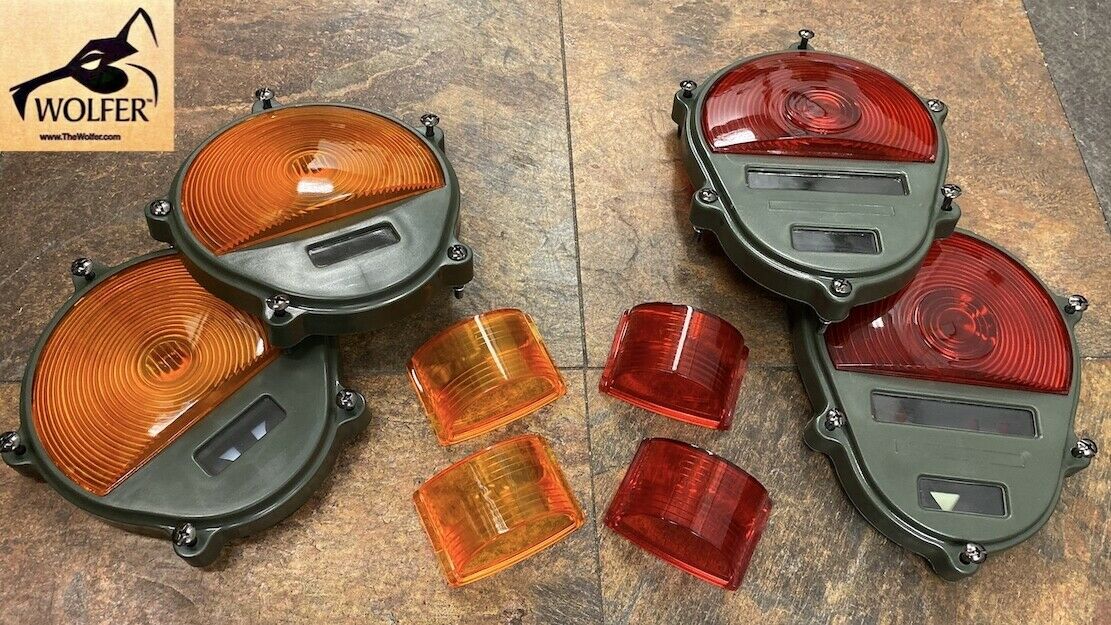 Light Lens Set - 2-Red/2-Amber Marker - Tail - Parking ; Humvee M35 M939 etc.