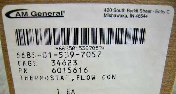 FLOW CONTROL THERMOSTAT ; M1114 M1151A1 ; 6685-01-539-7057 6015616 4109209