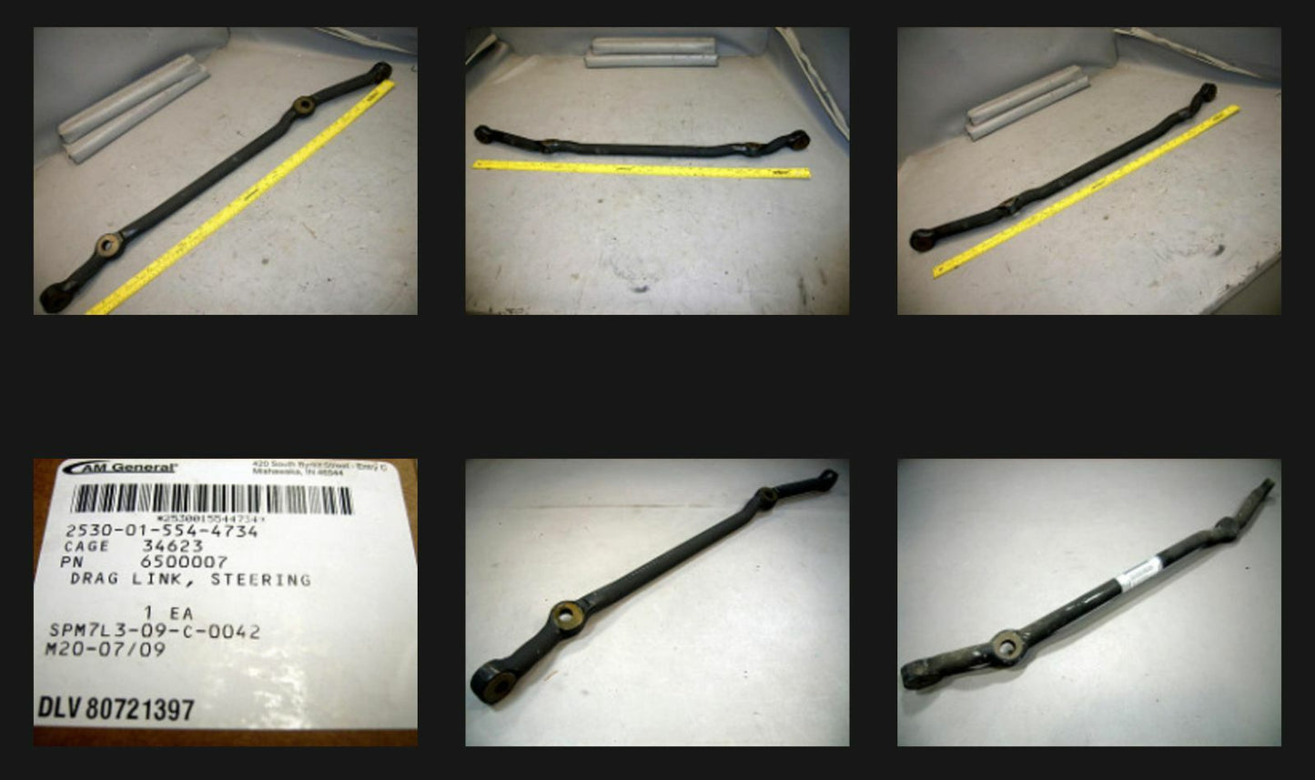 DRAG LINK , CENTER STEERING, ECV ; HUMMER M1114 Alpha ; 6500007 2530-01-554-4734