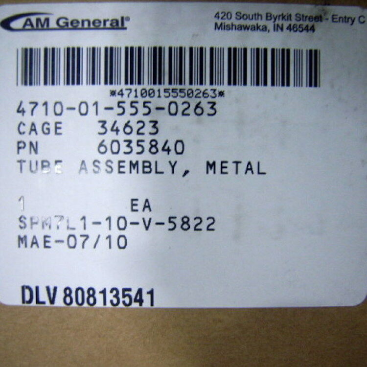 Tube & Nozzle Assy for AFES Cargo Kompakt. ; M1151A1 ; 4710-01-555-0263 6035840