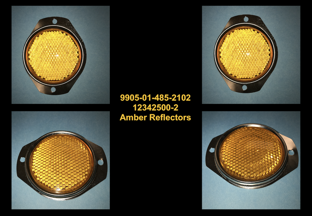 4 each - Reflectors - AMBER ; MIL. HUMMER M998 ; 12342500-2 9905-01-485-2102
