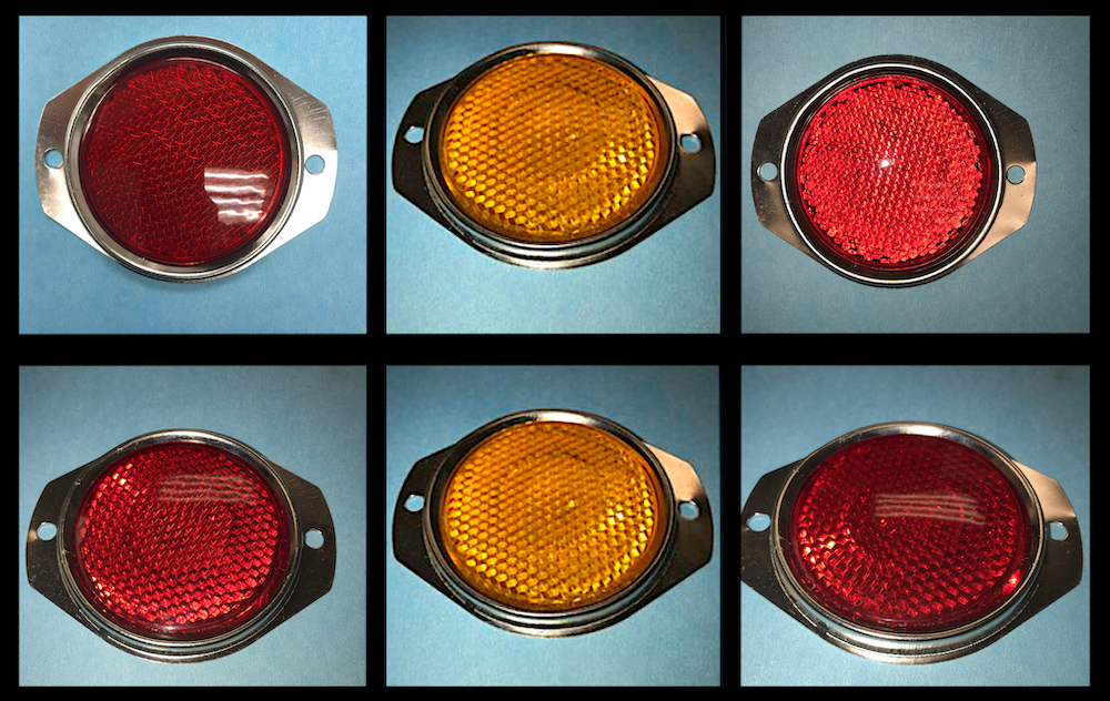 6 each- Reflectors- 4-Red + 2-Amber; Hummer M998 ; 12342500-1 & 12342500-2