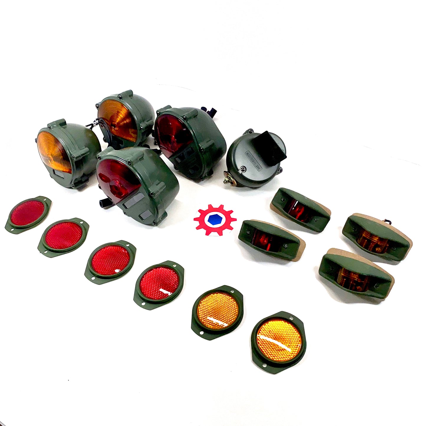 Set of Lights & Reflectors w/ Front Blackout -24v - Mil. Hummer M35 M939 etc.