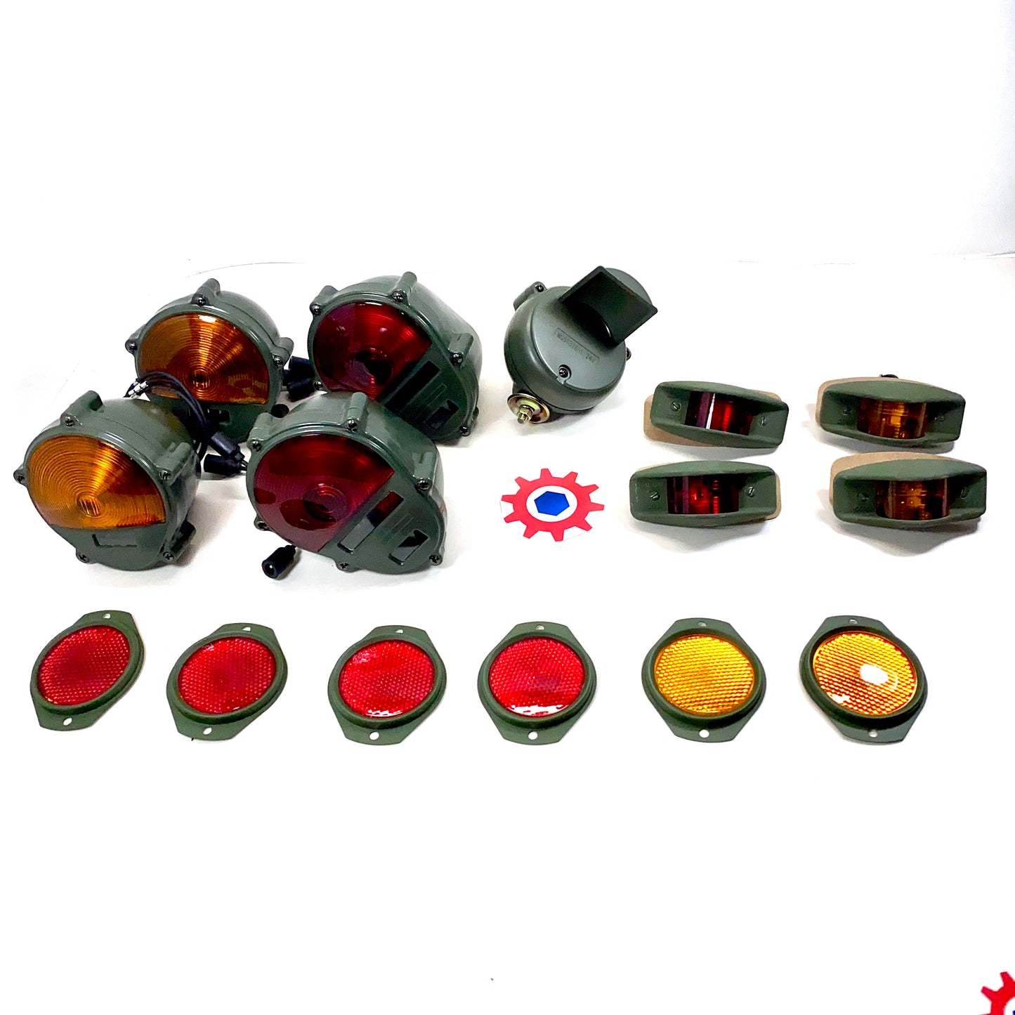Set of Lights & Reflectors w/ Front Blackout -24v - Mil. Hummer M35 M939 etc.
